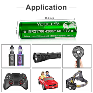 Vapcell 21700 4200mAh 30A バッテリー2本セット ケース付き【PSE認証済】