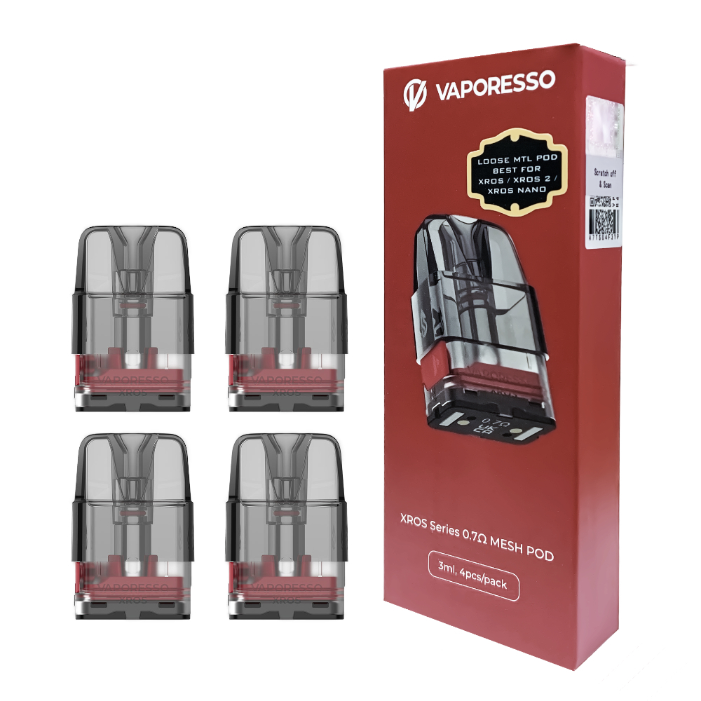 Vaporesso XROS シリーズ 交換用POD カートリッジ 1箱（4個入）:0.7Ω:-