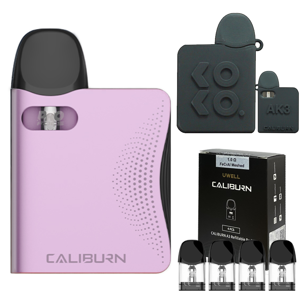 Uwell Caliburn AK3 Pod Kit + 交換用カートリッジ1箱 +　シリコンケース:Pink:-